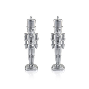 Hartwin Medium Silver Metallic Decorative Nutcracker Figurines, Set of 2 by Zodax