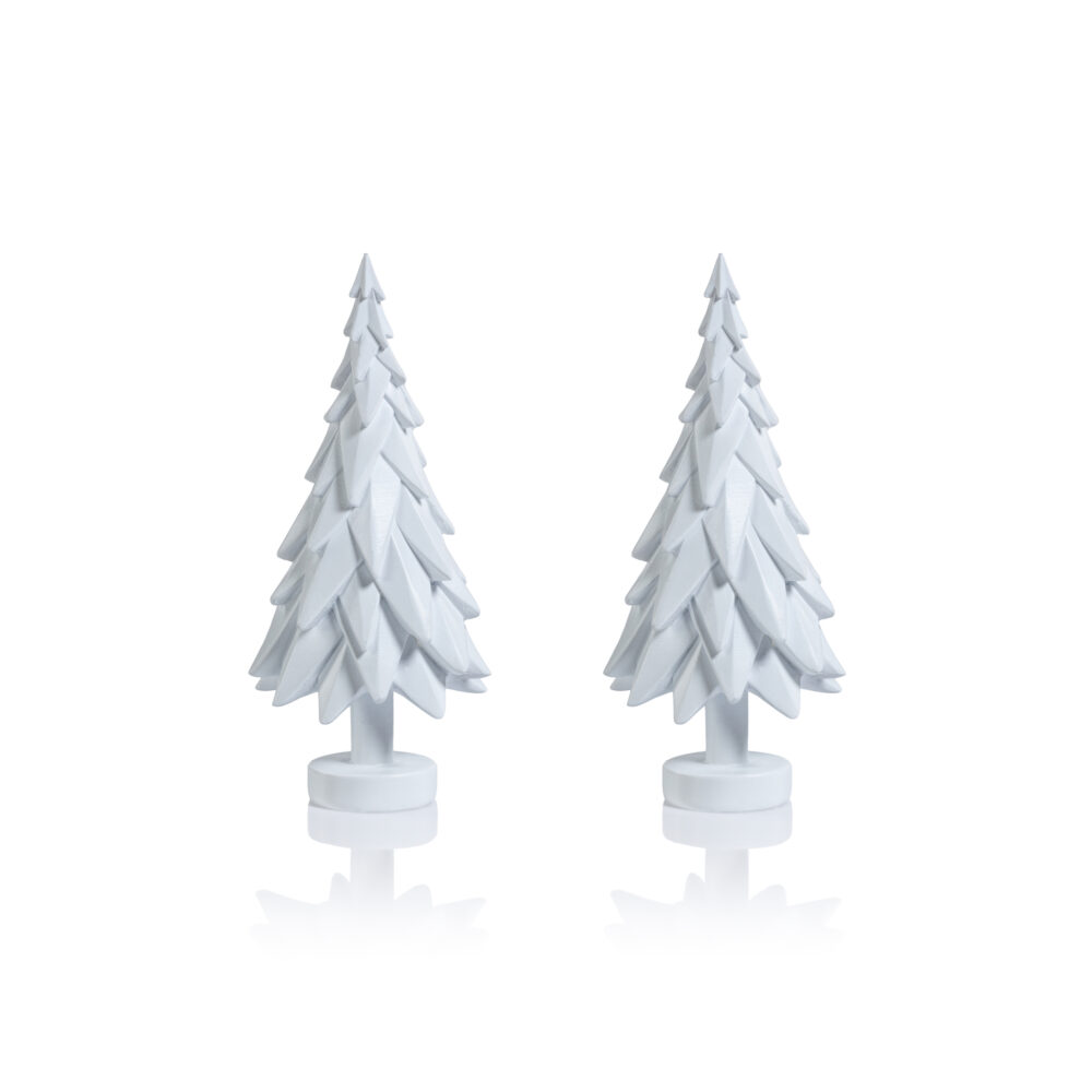 Patrice 6.75" Tall White Decorative Spruce Trees, Set of 2 by Zodax