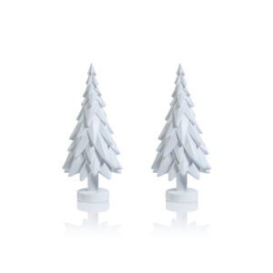 Patrice 6.75" Tall White Decorative Spruce Trees, Set of 2 by Zodax