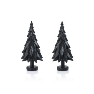 Patrice 6.75" Tall Black Decorative Spruce Trees, Set of 2 by Zodax