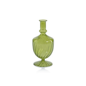 Vellum 2-Piece Set Green Spiral Glass Vases, Urn Shape by Zodax