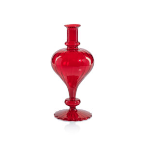 Vellum 2-Piece Set Large Red Spiral Glass Vases, Turnip Shape by Zodax