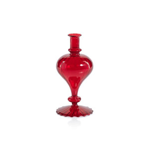 Vellum 2-Piece Set Small Red Spiral Glass Vases, Turnip Shape by Zodax