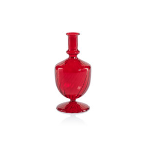 Vellum 2-Piece Set Red Spiral Glass Vases, Urn Shape by Zodax