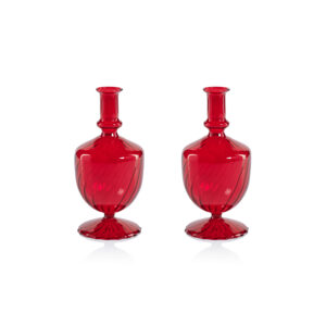 Vellum 2-Piece Set Red Spiral Glass Vases, Urn Shape by Zodax