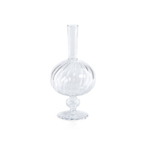 Vellum 2-Piece Set Large Clear Spiral Glass Vases, Onion Shape by Zodax