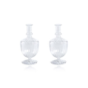 Vellum 2-Piece Set Clear Spiral Glass Vases, Urn Shape by Zodax