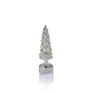 Mugo Pine Antique Silver Rotating LED Holiday Tabletop Tree, Small by Zodax