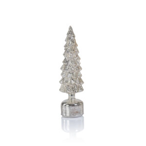 Mugo Pine Antique Silver Rotating LED Holiday Tabletop Tree, Medium by Zodax