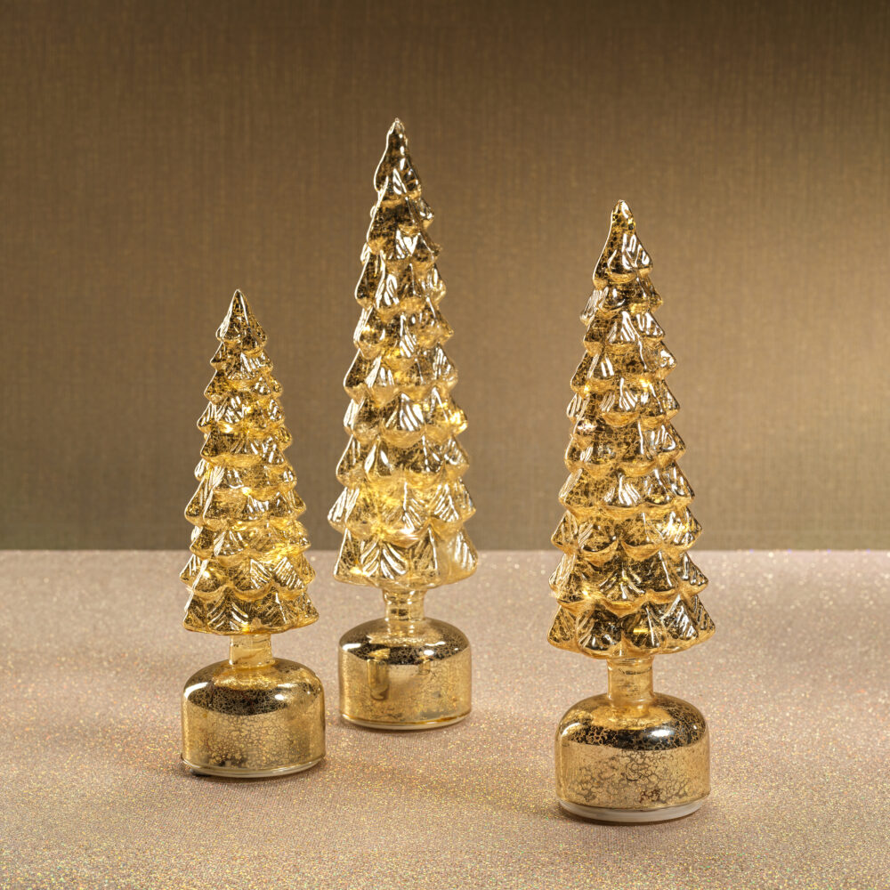 Mugo Pine Antique Gold Rotating LED Holiday Tabletop Tree, Small by Zodax