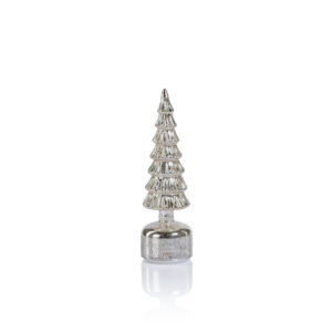 Merrigan Antique Silver Rotating LED Holiday Tabletop Tree, Small by Zodax