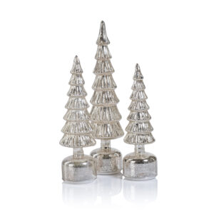 Merrigan Antique Silver Rotating LED Holiday Tabletop Tree, Small by Zodax