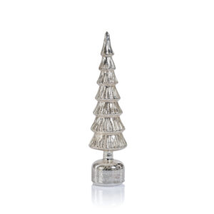 Merrigan Antique Silver Rotating LED Holiday Tabletop Tree, Large by Zodax