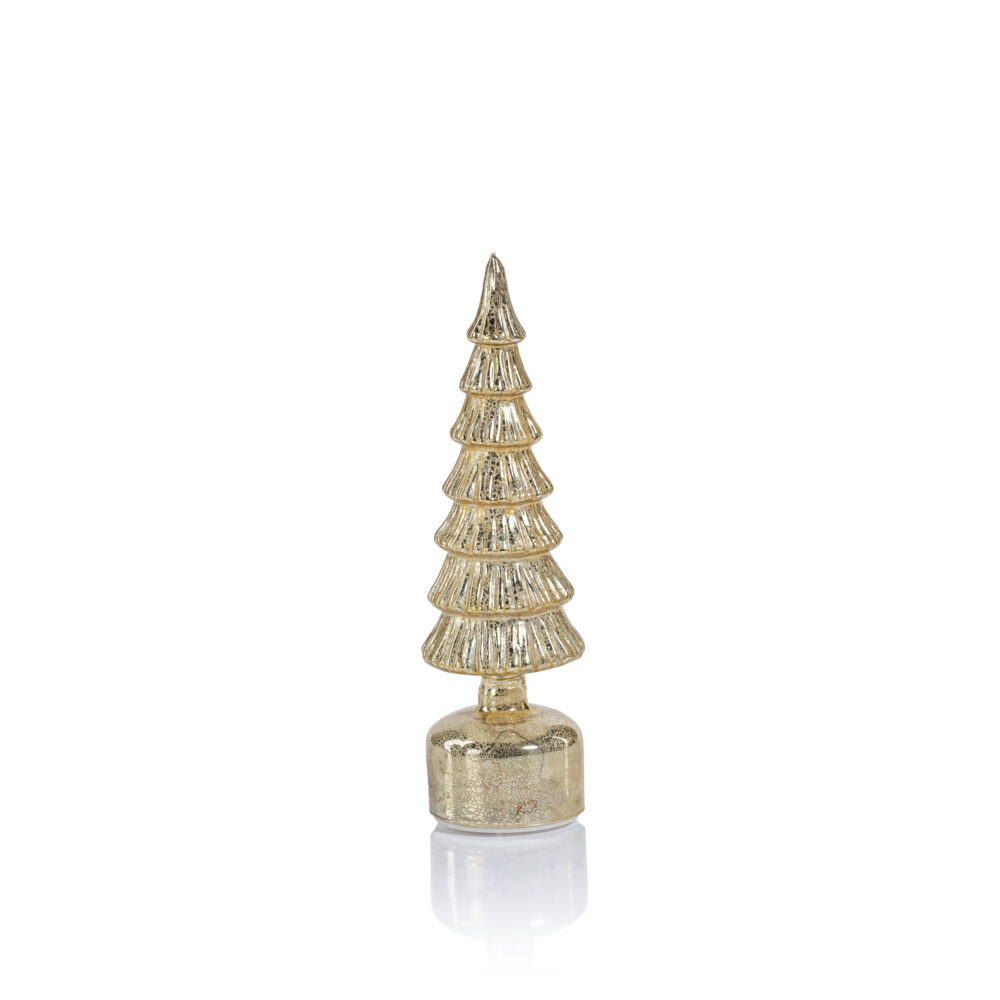 Merrigan Antique Gold Rotating LED Holiday Tabletop Tree, Medium by Zodax