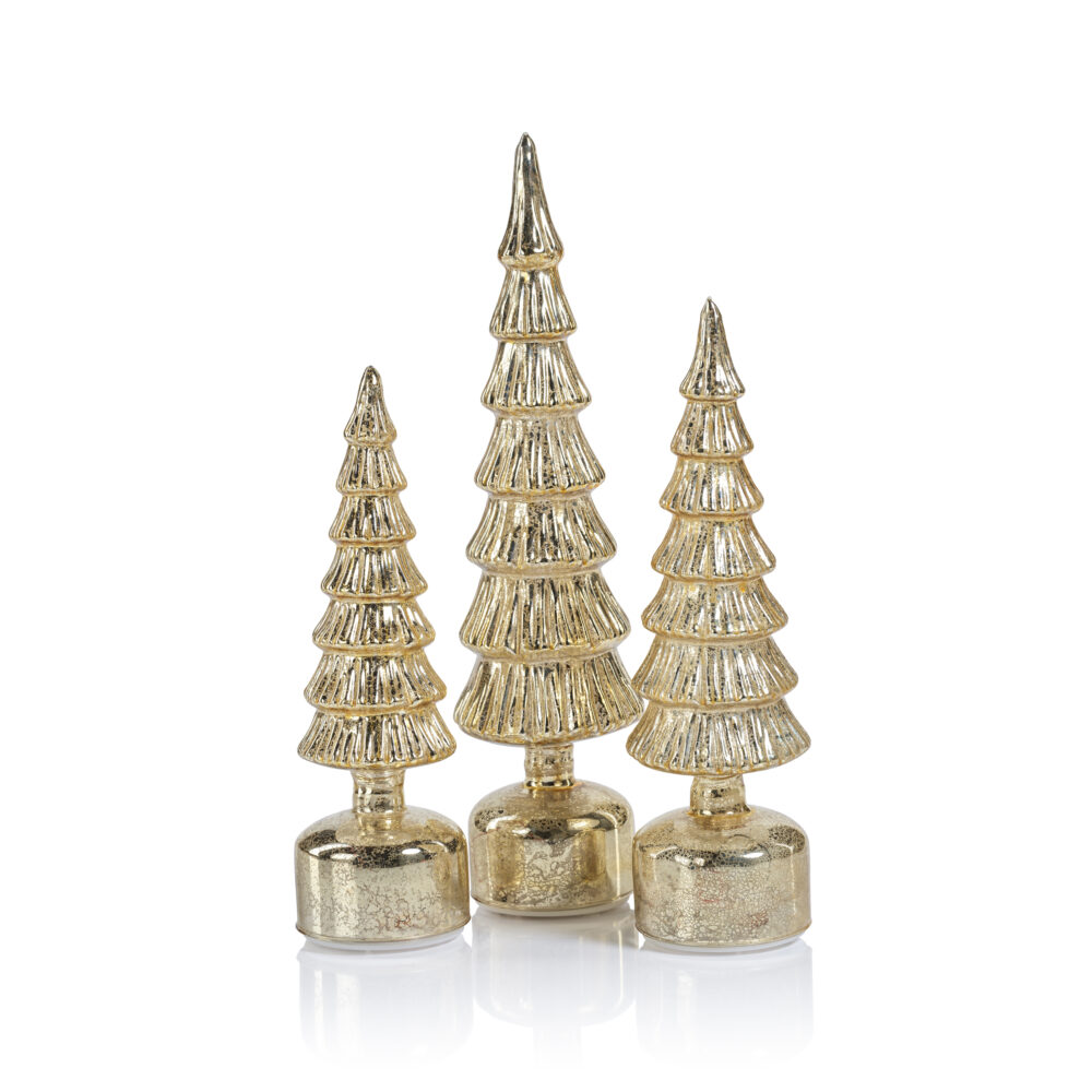 Merrigan Antique Gold Rotating LED Holiday Tabletop Tree, Large by Zodax