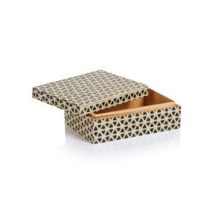 Isacco Inlaid Geometric Pattern Decorative Box  by Zodax