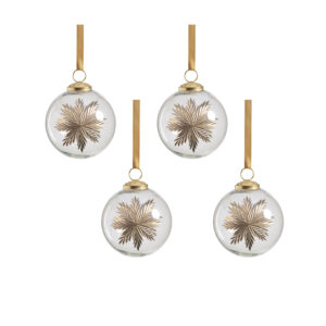 Ezio 4" Golden Glimmer Glass Ball Ornaments, Set of 4 by Zodax