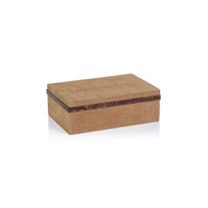 Chelia Suede Decorative Box with Burlwood Trim, Small  by Zodax