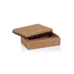 Chelia Suede Decorative Box with Burlwood Trim, Small  by Zodax