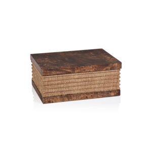 Sabinio Burlwood & Raffia Decorative Box, Small by Zodax