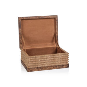 Sabinio Burlwood & Raffia Decorative Box, Small by Zodax