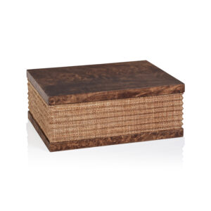 Sabinio Burlwood & Raffia Decorative Box, Large by Zodax