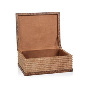 Sabinio Burlwood & Raffia Decorative Box, Large by Zodax