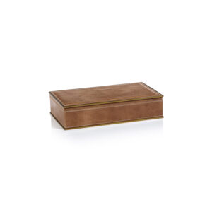 Elgon Leather Decorative Box with Brass Trim, Large by Zodax