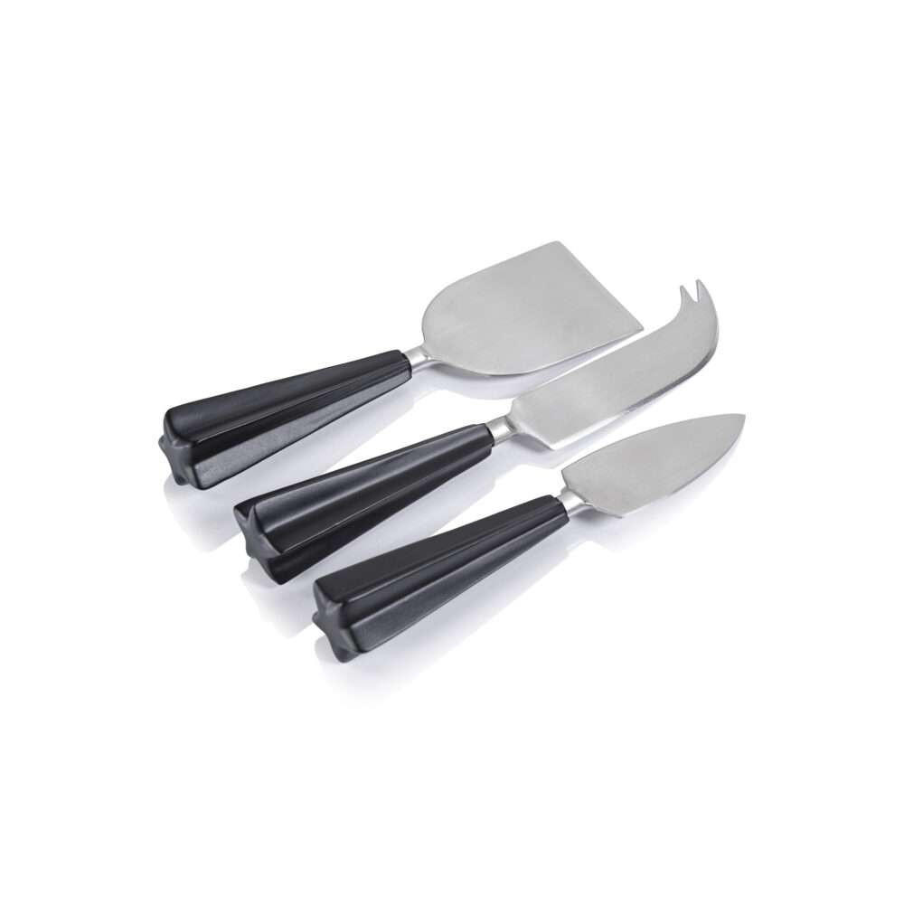 Two-Tone Star Polished Cheese Knives Set, Black by Zodax