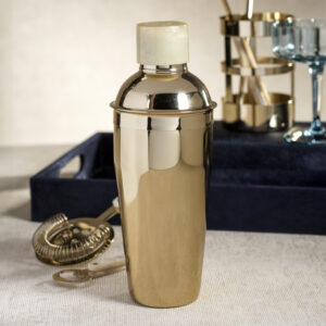 Brompton Gold Stainless Steel Cocktail Shaker with Marbleized Cap by Zodax