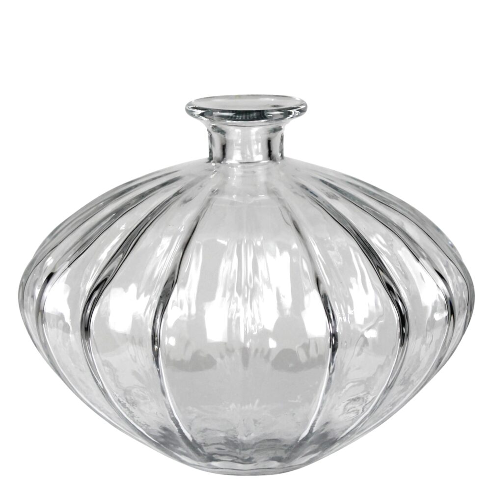 Wide Scalloped Glass Vase by HomArt