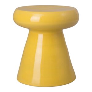 Mushroom Mustard Yellow Ceramic Garden Stool by Emissary