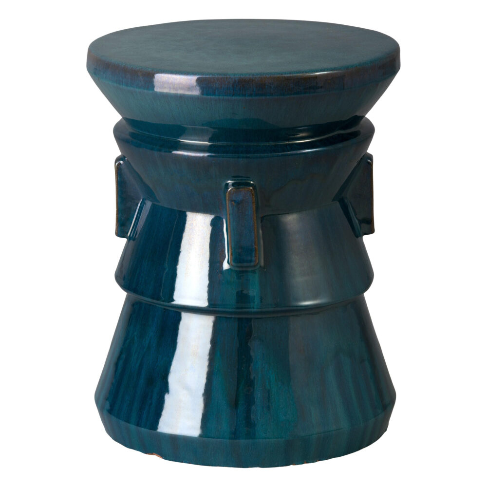 Four Handle 18" Teal Ceramic Garden Stool by Emissary