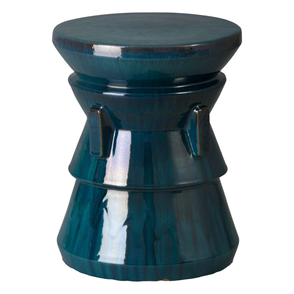 Four Handle 18" Teal Ceramic Garden Stool by Emissary - Image 2