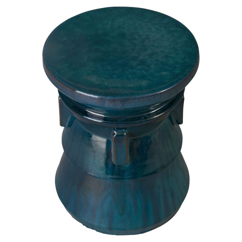 Four Handle 18" Teal Ceramic Garden Stool by Emissary - Image 3