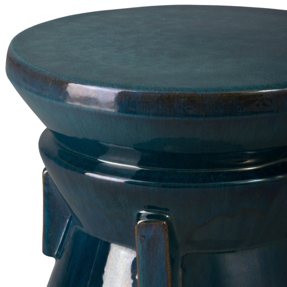 Four Handle 18" Teal Ceramic Garden Stool by Emissary - Image 4